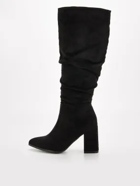 V by Very Standard Fit Knee High Slouch Boot With Wider Fitting Calf - Black