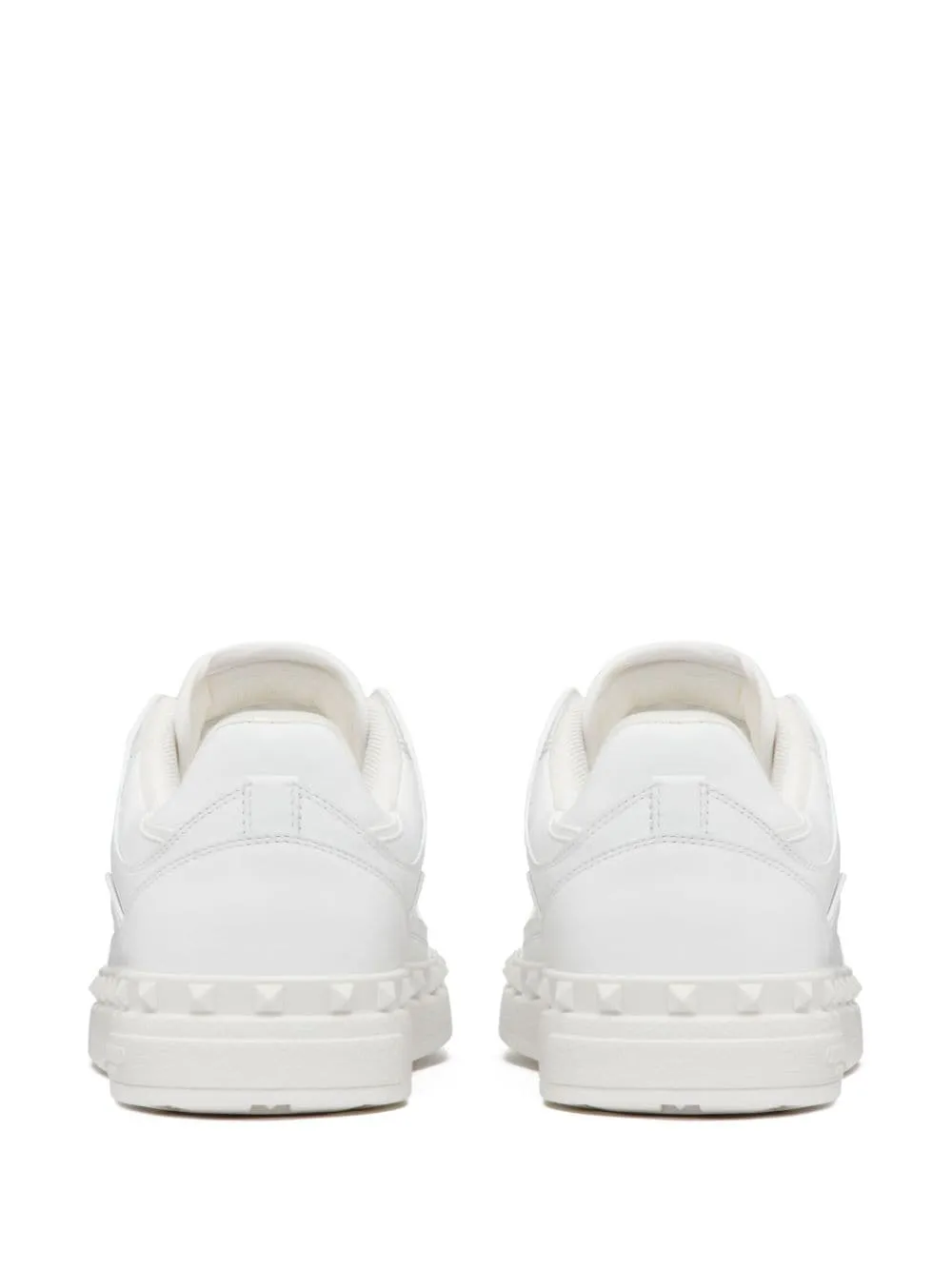 VALENTINO GARAVANI Men's White Leather Panelled Sneakers with Signature Rockstud Detailing