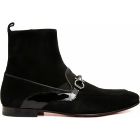 Vinci Leather The Baron Black Suede Bit Zip-up Dress Boot (9026 X)