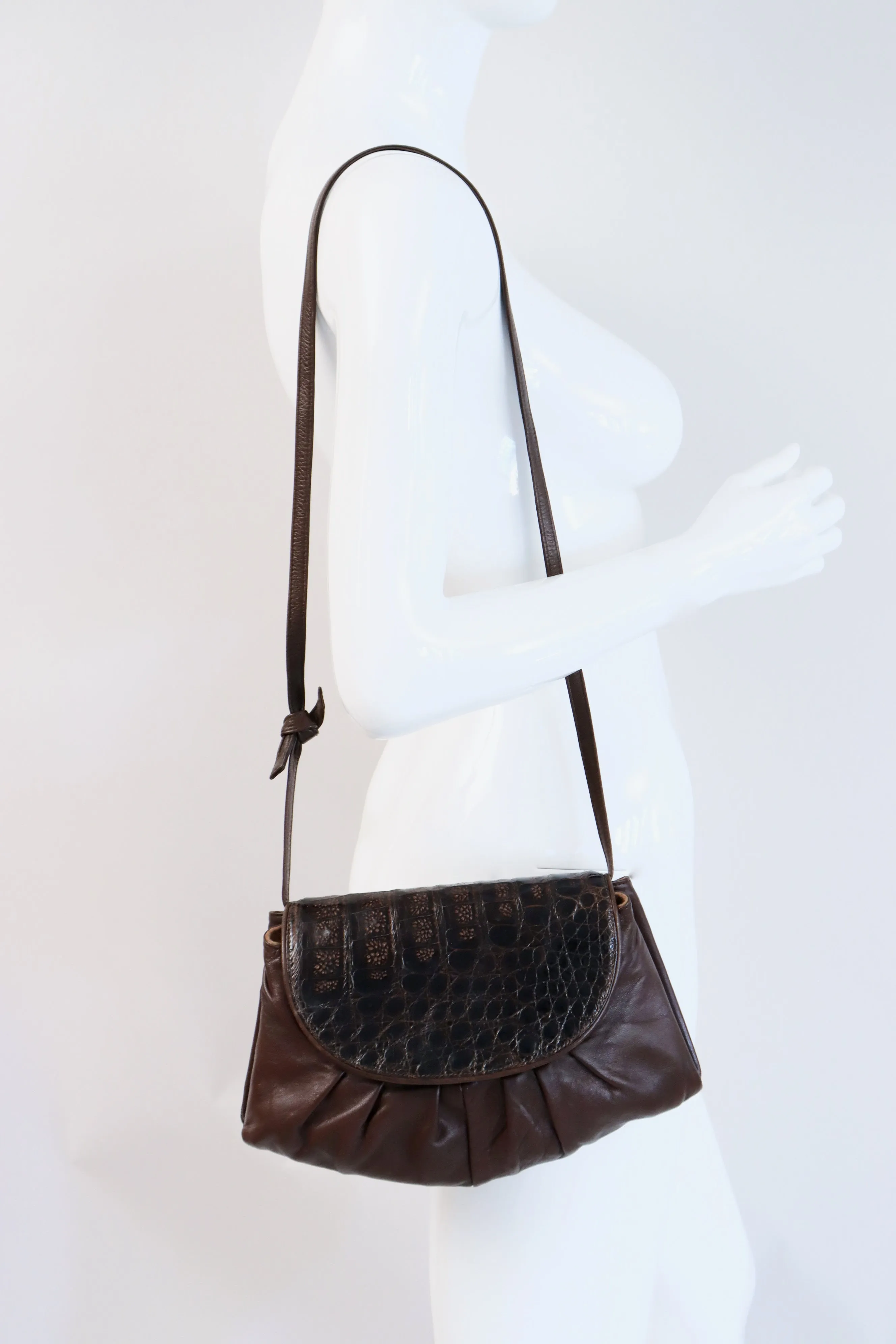 Vintage 80's Crocodile & Leather Convertible Bag