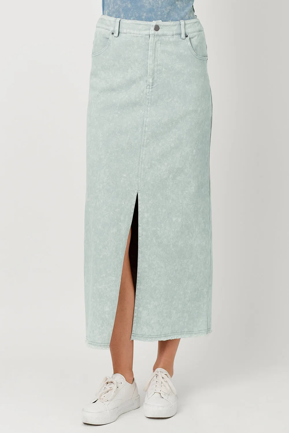 Washed Front Slit Skirt