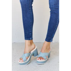 Weeboo Cherish The Moments Contrast Platform Sandals in Misty Blue