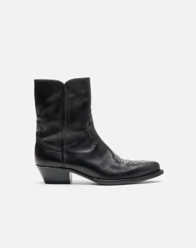 Western Boot - Black Leather