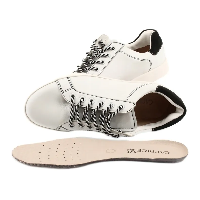 White leather sneakers for women Caprice 23203