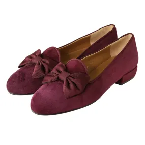 Wine Suede Bow Slipper