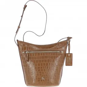 Women's Leather Shoulder Handbag Tan/croc: 63790 Croc