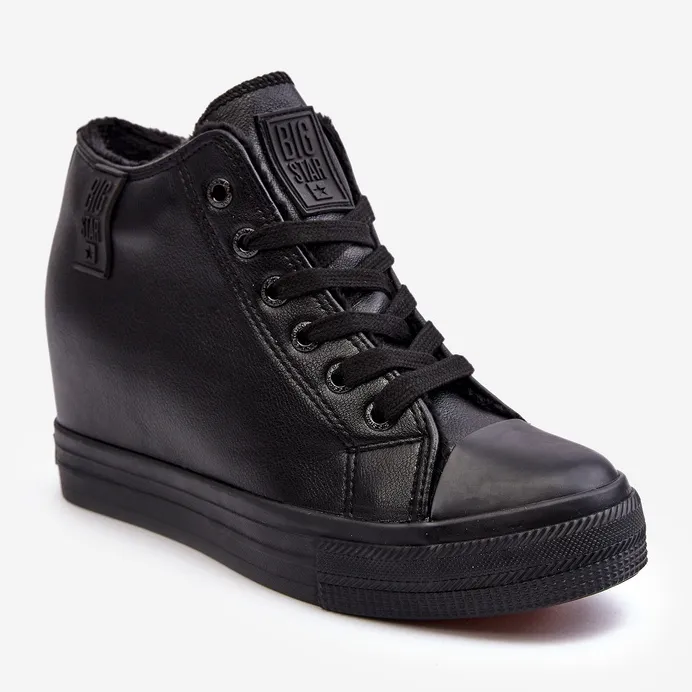 Women's Leather Wedge Sneakers Big Star MM274001 Black