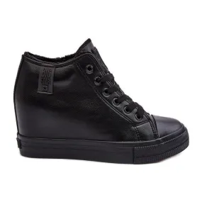 Women's Leather Wedge Sneakers Big Star MM274001 Black