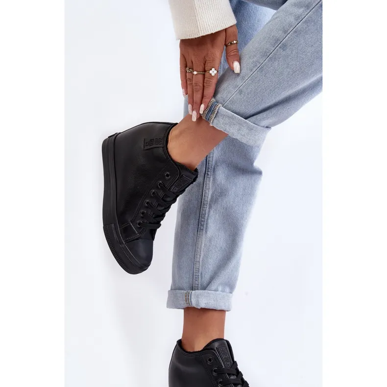 Women's Leather Wedge Sneakers Big Star MM274001 Black