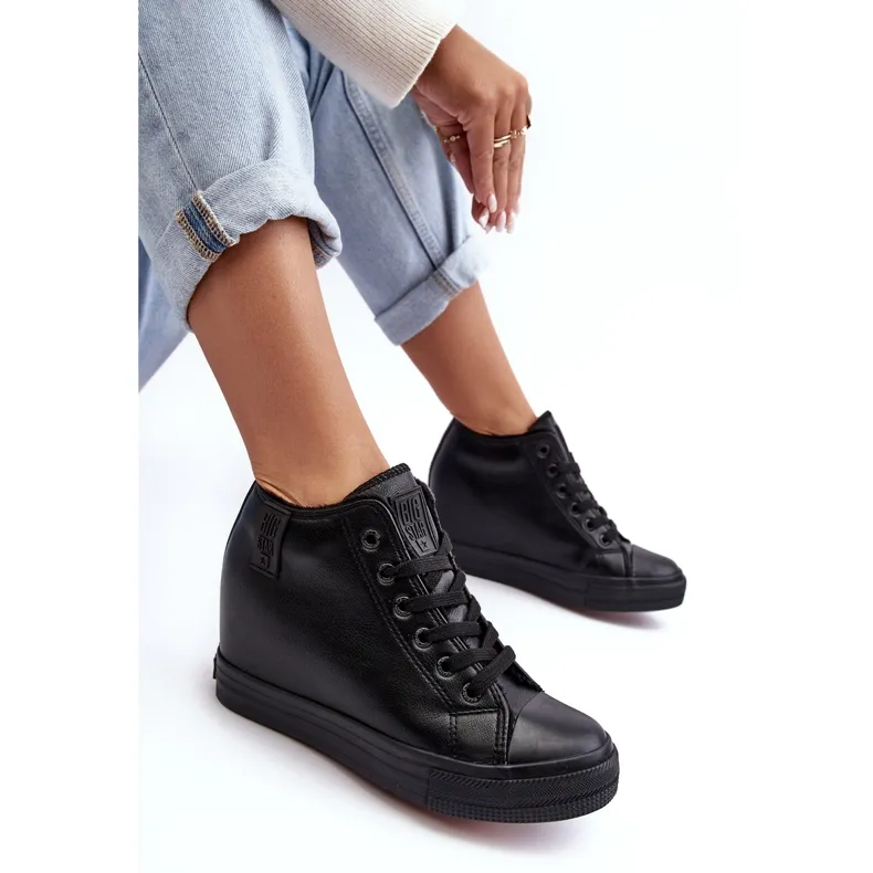 Women's Leather Wedge Sneakers Big Star MM274001 Black