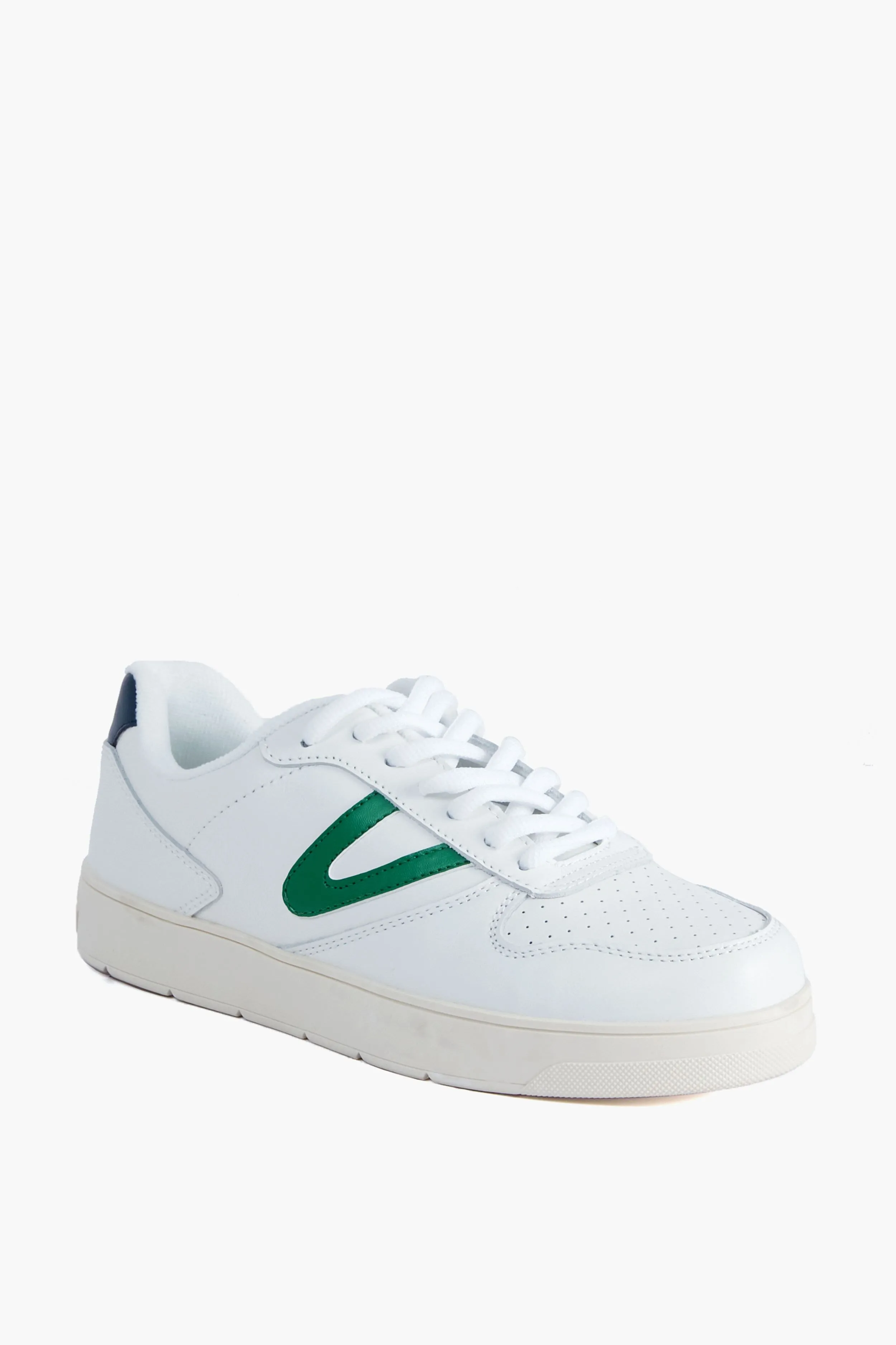 Women's White and Green Stadium Sneakers