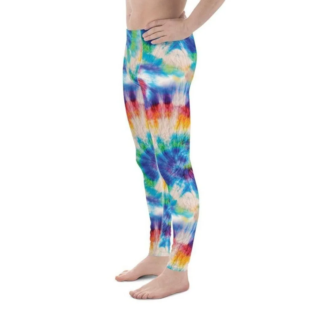 Wrinkled Effect Tie Dye Men's Leggings