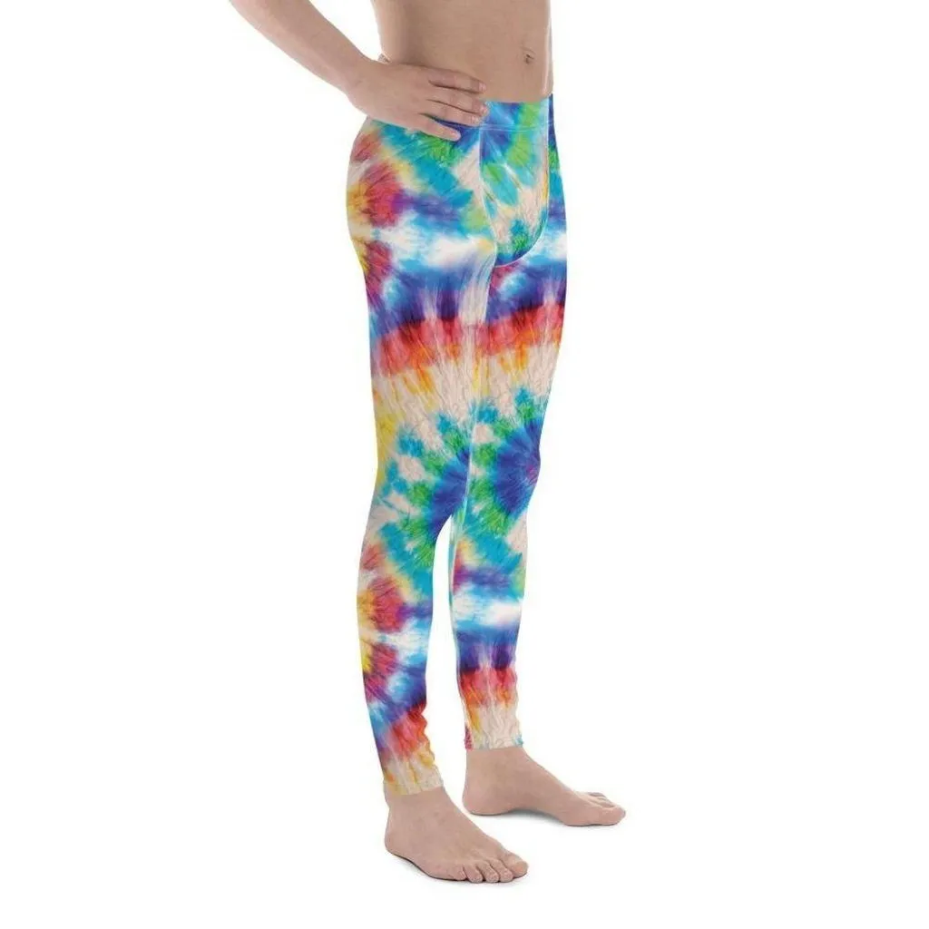 Wrinkled Effect Tie Dye Men's Leggings