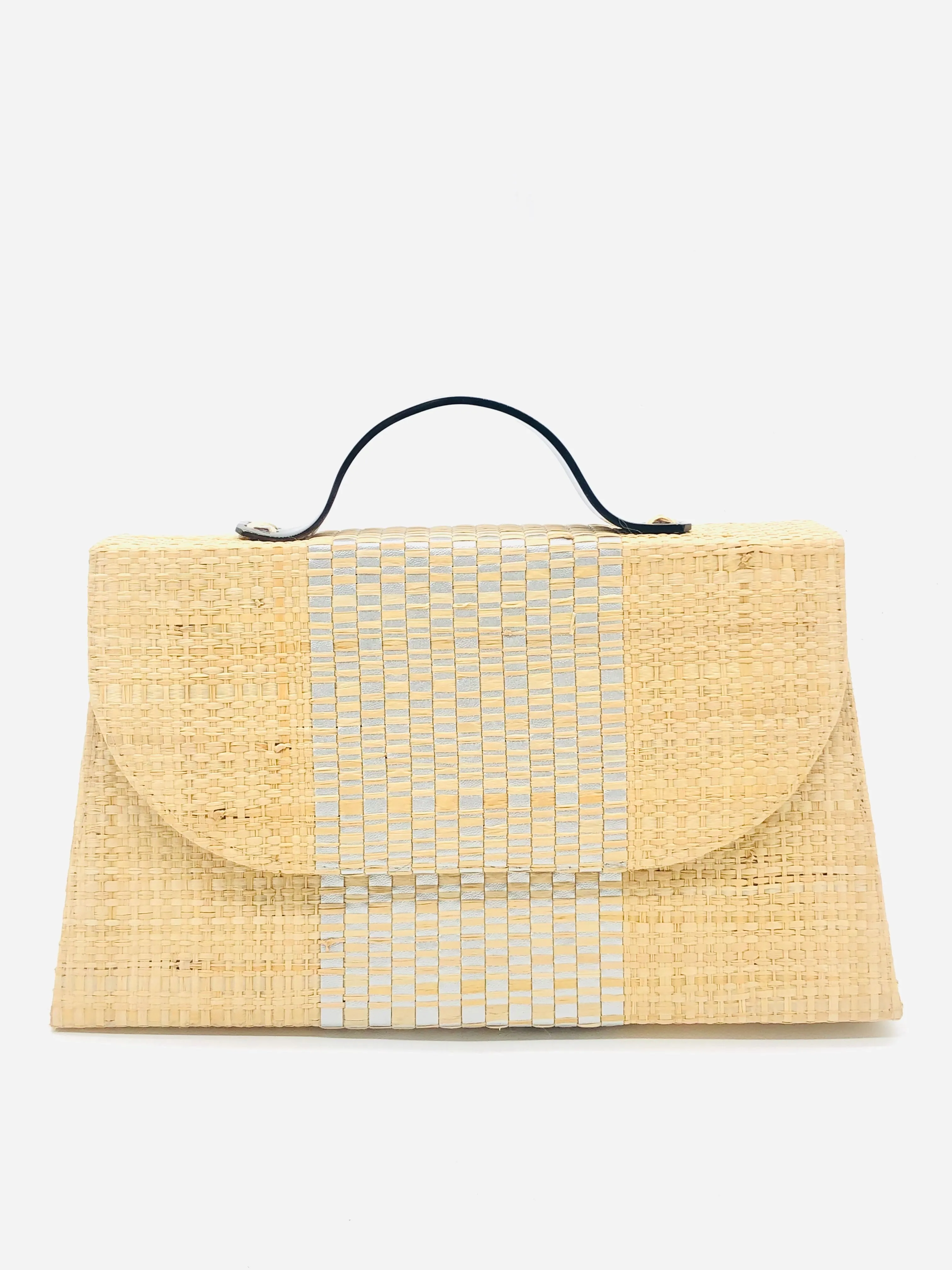 Wynwood Straw Handbag with Metallic Detailing & Horn Handle