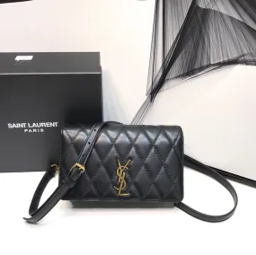 Yves Saint Laurent Angie Patent Handbag Black