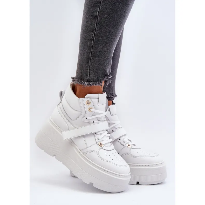 Zazoo 3450 Women's Leather Sneakers White