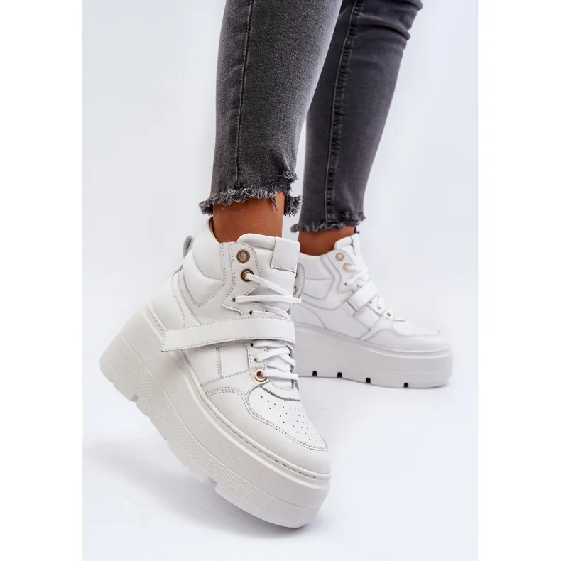 Zazoo 3450 Women's Leather Sneakers White