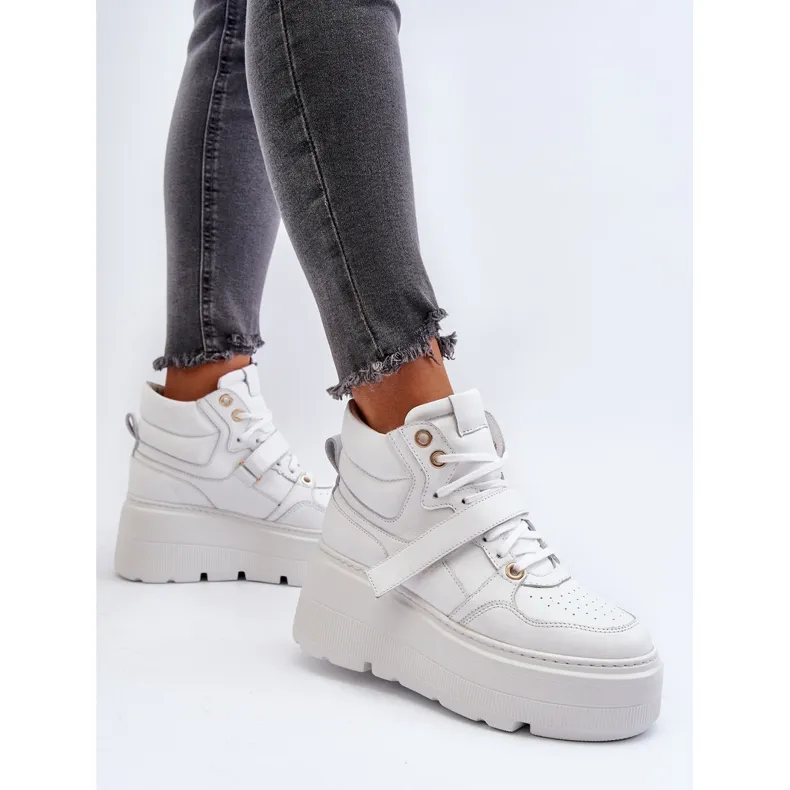 Zazoo 3450 Women's Leather Sneakers White