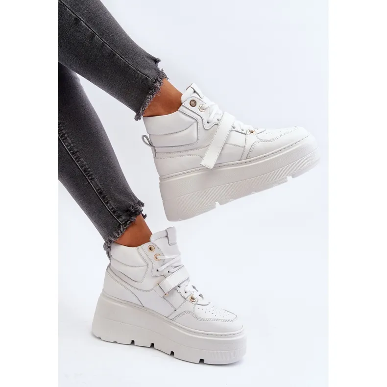 Zazoo 3450 Women's Leather Sneakers White