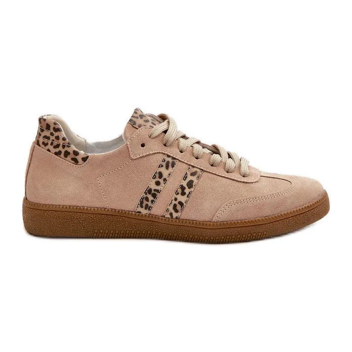 Zazoo N1068 Women's Suede Low Sneakers, Beige