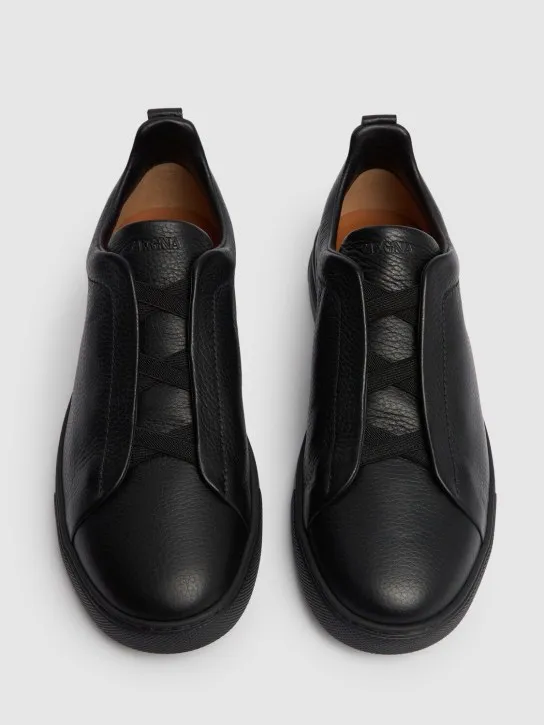 Zegna   Triple Stitch leather low-top sneakers 