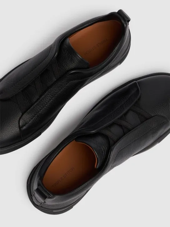 Zegna   Triple Stitch leather low-top sneakers 